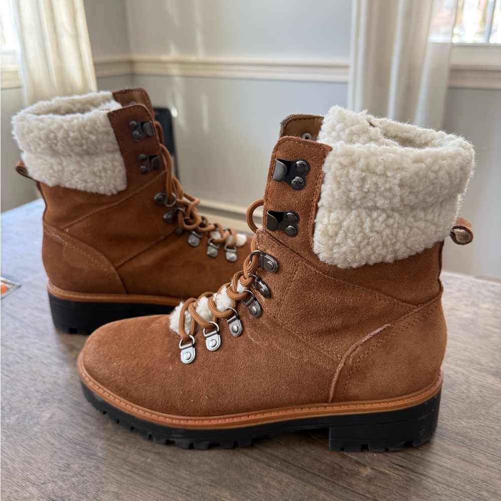 Marc Fisher Tan Suede Winter Boots with White Lining